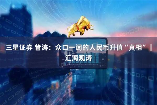 三星证券 管涛：众口一词的人民币升值“真相”︱汇海观涛